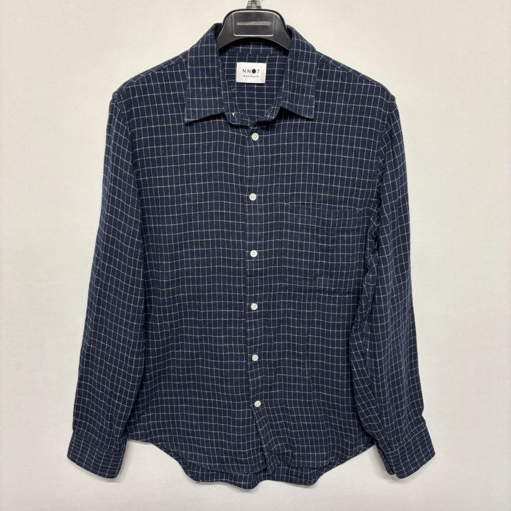 NN07 No Nationality Men Long Sleeve Flannel Button Shirt Size Medium C135 -3